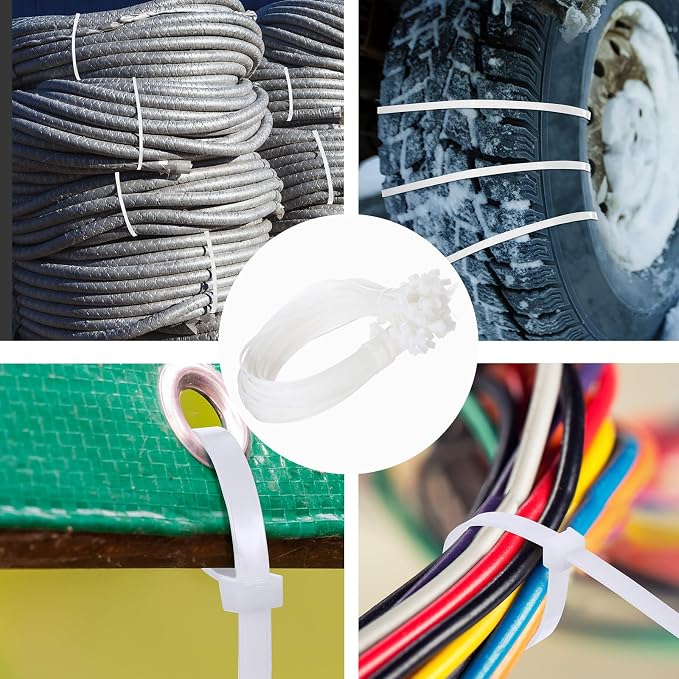 Nuanchu 300 Pcs Zip Ties 36 Inch Heavy Duty 500 lbs Extra Long Large Cable Ties Plastic Nylon Wire Tie for Indoor and Outdoor Use (White)