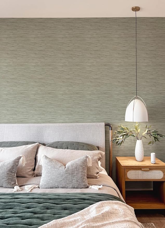 NuWallpaper Green Grassweave Peel and Stick Wallpaper, Textured Removable Wallpaper, 20.5 in x 18 ft