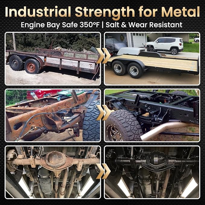 2 in 1 Ultra Rust Converter & Metal Primer, 35 oz Car Heat-Stable Rust Reformer & Encapsulator Paint for Trailer, Truck Chassis, Frame, Rust Inhibitor & Neutralizer for Metal, Gloss Black