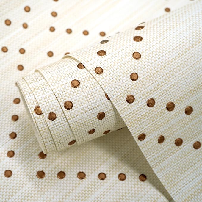 Ansehan Hand-Crafted Wallcovering HA3001 Droplets 36" W x8 Yard L Textured, Modern, Non Prepasted Natural Home Décor for Living Sapce, Sandstone/Gray/Bronze Gold
