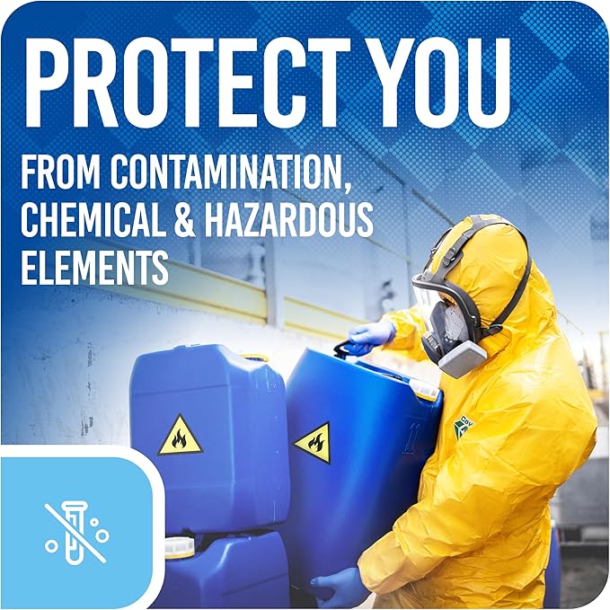 Medtecs Hazmat Suits - 6 Sizes Options - Disposable Coveralls Suit, Medical Protective Coverall PPE Hazmat Suits