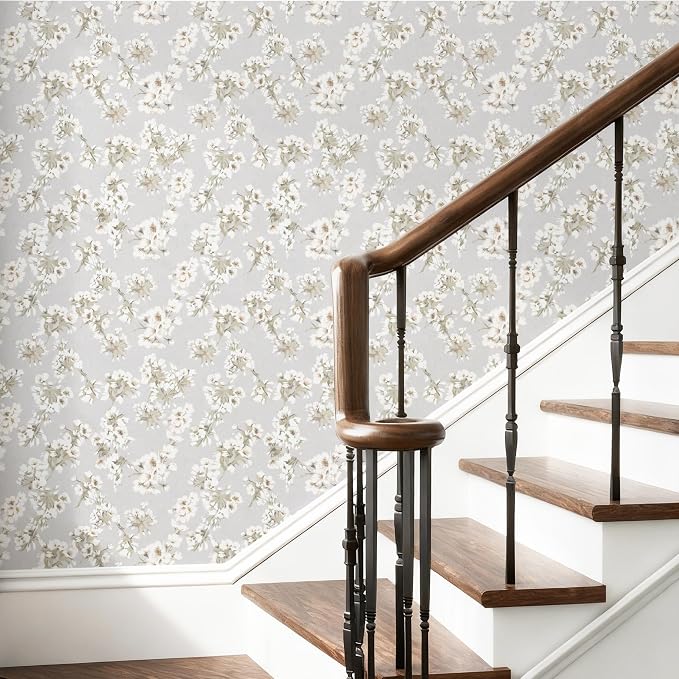 17.3" x 78.7" Floral Peel and Stick Wallpaper Removable Wallpaper Peel and Stick for Bedroom Cabinets and Kitchen Countertop Thicken