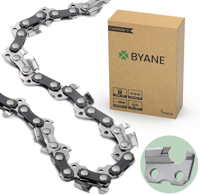 BYANE 14-Inch Carbide Chainsaw Chain 3/8"LP Pitch .050" Gauge 52 DL | Fits Husqvarna 120 Mark II, Echo CS-310, RY3714