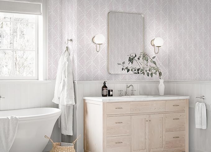 Safiyya Peel and Stick Wallpaper Boho Contact Paper Pink Geometric Modern Wall Paper Self Adhesive Removable Wallpaper for Bedroom Vinyl Rolls 17.3"x78.7"