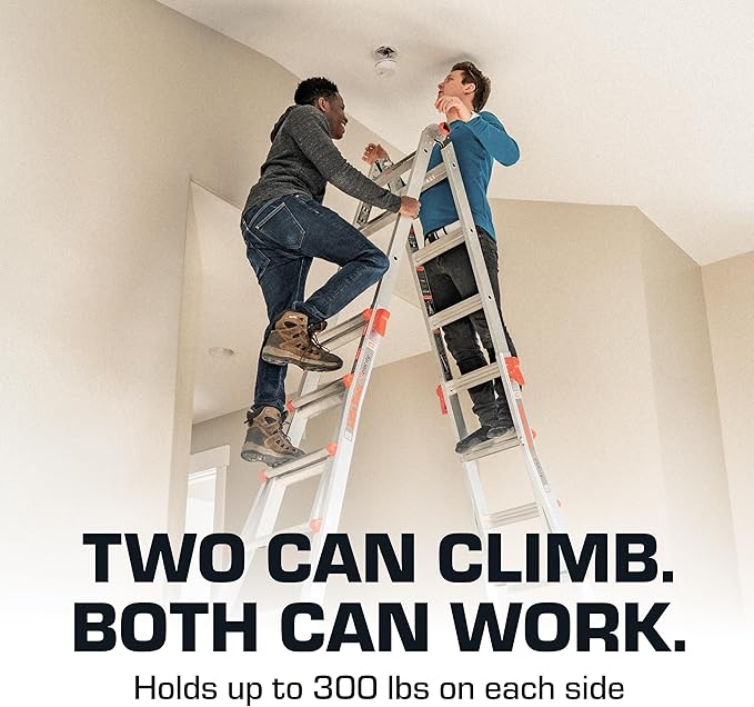 Little Giant Ladders Velocity 26-Ft Folding Multi-Position Ladder, Aluminum, 300 lb Load Capacity, Type 1A Extra Heavy Duty, 26-Ft Reach, with Ratchet Levelers and Wheels (15426-801)