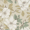 Beige Magnolia Floral Peel and Stick Wallpaper 17.5"x393" | Self Adhesive/Removable/Waterproof/Thick Vinyl Vintage Contact Paper for Bathroom Bedroom Shelf Cabinet Drawer,Prepasted