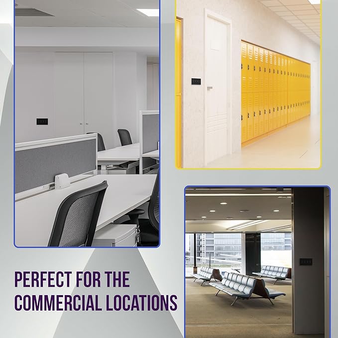 ENERLITES Quad Light Switch Wall Plate, Four Gang Toggle Switch Plate, 4-Gang Mid-Size 4.88" x 8.58", Unbreakable Polycarbonate Thermoplastic, 8814M-BK-2PCS, Black (2 Pack)