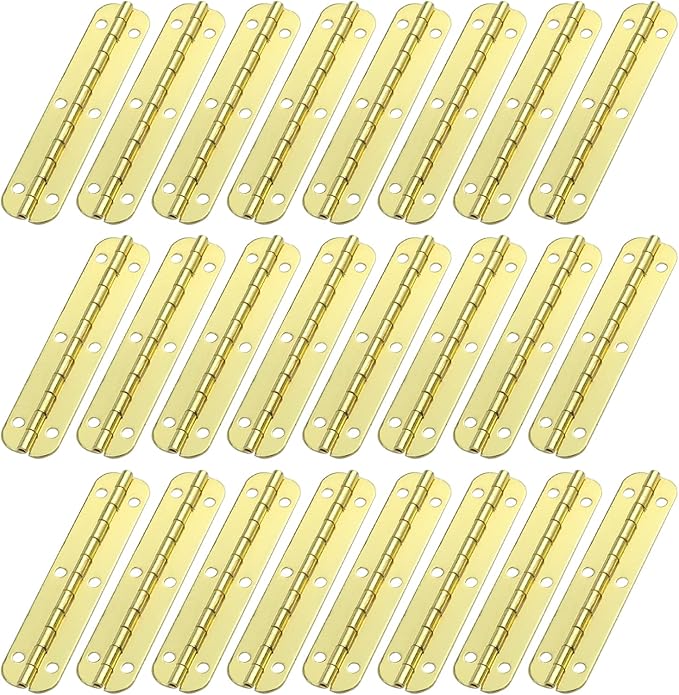 T Tulead Mini Box Hinges 180 Degree Golden Replacement Butt Folding Hinge 2.56"x0.59" Cabinet Closet Hinges 24PCS with Mounting Screws