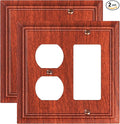 2-Pack Combo Duplex/Decorator Outlet Cover Plate, Wood Grain Decorative Switch Plates Covers, Durable Natural Bamboo Fiber Wall Plates for Electrical Outlets, Receptacle, GFCI Outlet, Dimmer Switch
