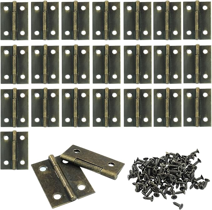 Murtenze 24 Pack 1.5 Inch Door Hinge Cabinet Hinge,Antique Bronze Butt Hinges Ball Bearing Window Outdoor Hinges with Mounting Screws