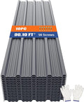 Brakki Metal Roofing Panels 10pcs 90.1 ft², 73.23"Lx17.72"W Grey Corrugated Galvanized Steel Roof Panels with Screw, Heavy Duty Metal Siding Suitable for Garages Chicken Coop Sheds Stables Patio