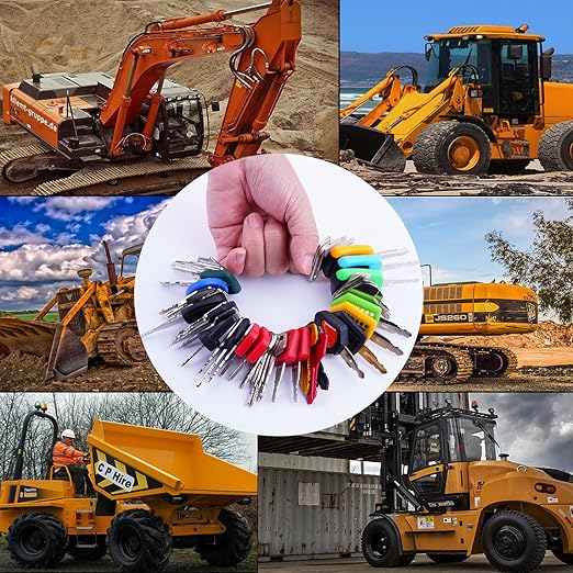 48 Multi Type Heavy Equipment Master Key Set for CAT Caterpillar Hyster John Deere Komatsu Volvo Kubota JCB Case Ford Holland Hitachi Yanmar Takeuchi Terex Construction Equipment Machinery