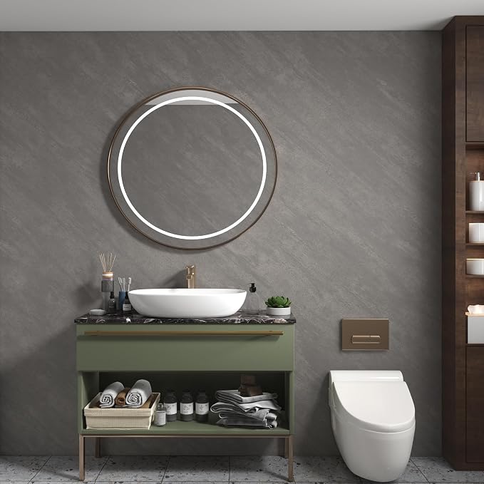 3yecao 16"×1181" Large Size Thick Grey Concrete Wallpaper Peel and Stick 3D Waterproof Gray Concrete Contact Paper Vinyl Matte Textured Cement Wall Stickers for Bedroom Bathroom Office Room Walls