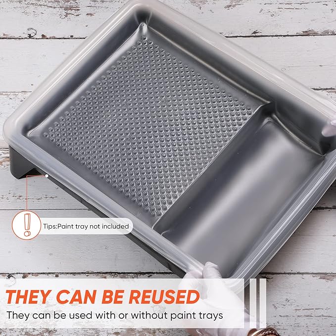 Geelin 40 Pcs 9 Inch Disposable Paint Tray Liner Heavy Duty Plastic Household Paint Pan Trays
