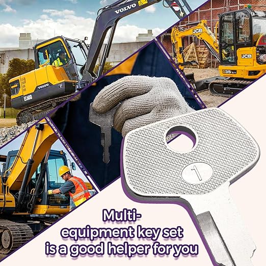 Contractors Equipment Key Set Construction Equipment Multi Keys fit Common Major Equipment Manufactures Forlift Excavator Tractor Lodaer JD Case Hitachi CAT JCB Kobelco and More Construction Keys