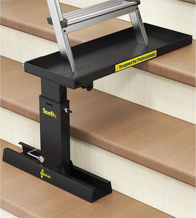 Foldable | Heavy-Duty Ladder Extender Pro, High Strength Steel Material Design Ladder Extension Pro for Stairs w/Non-Slip Mat, 9.25-15.5" Adjustable Height, Applicable Ladder Feet Spacing 20"