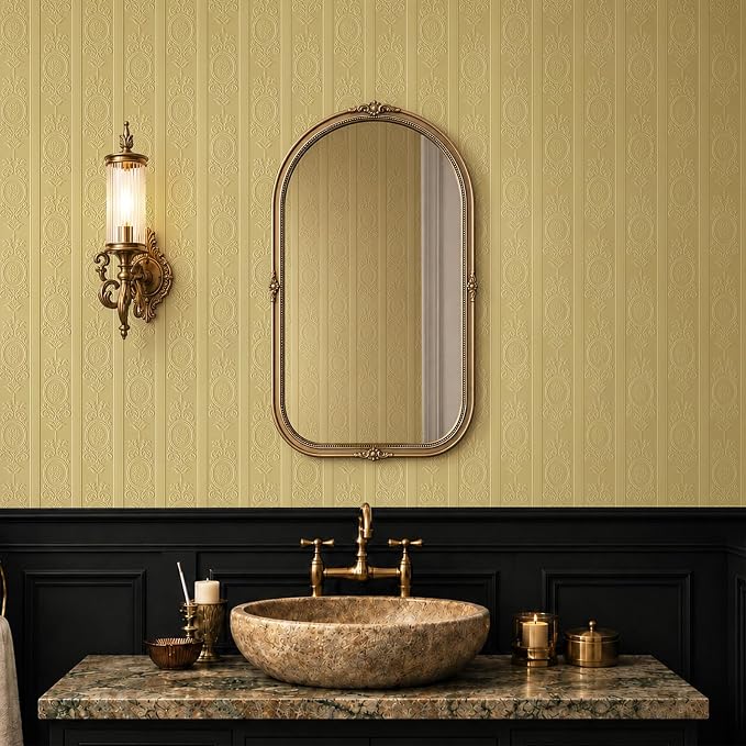Khaki 3D Embossed Textured Peel Stick Wallpaper 17.3"x120" | Removable Renter Friendly Contact Paper, Waterproof Self Adhesive Wallpaper for Bedroom, Bathroom, Decor