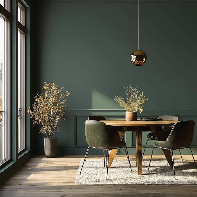 EVOLVE Interior Paint & Primer, Eggshell (Green Pine), 1 Gallon – One-Coat Coverage, Excellent Hide, Low VOC, Low Odor, Washable Paint for Walls, Doors & Trim