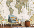 Jdayda World Map Wallpaper Mural for Nursery Kids Room Large | 149"x107" Wall Mural for Bedroom Living Room