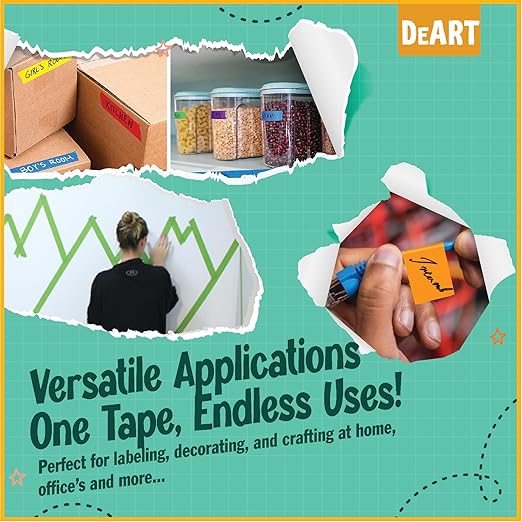 DEART Colored Masking Tape 12 Pack 1 inch Color Painters Tape for Arts & Crafts Labeling, Coding, Art Supplies, Whiteboard Tape, Craft Supplies DIY Lab Tape Wire Management Scrapbook Decoration