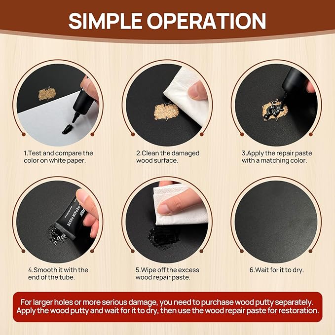 Boncart Wood Furniture Repair Kit, Wood Touch up Fillers, Repair Scratches, Cracks, Paint Chips, and Nail Holes on Furniture, Floors, Doors, Cabinets, and Tables (10 Colors)