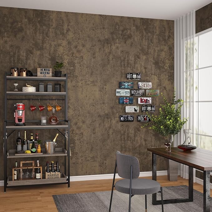 32x157inch Wide Dark Brown Concrete Wallpaper Peel and Stick Tan Cement Contact Paper Retro Industrial Style Wall Paper Matte Thick Bubble-Free Design Waterproof Self-Adhesive Vinyl Furniture Sticker