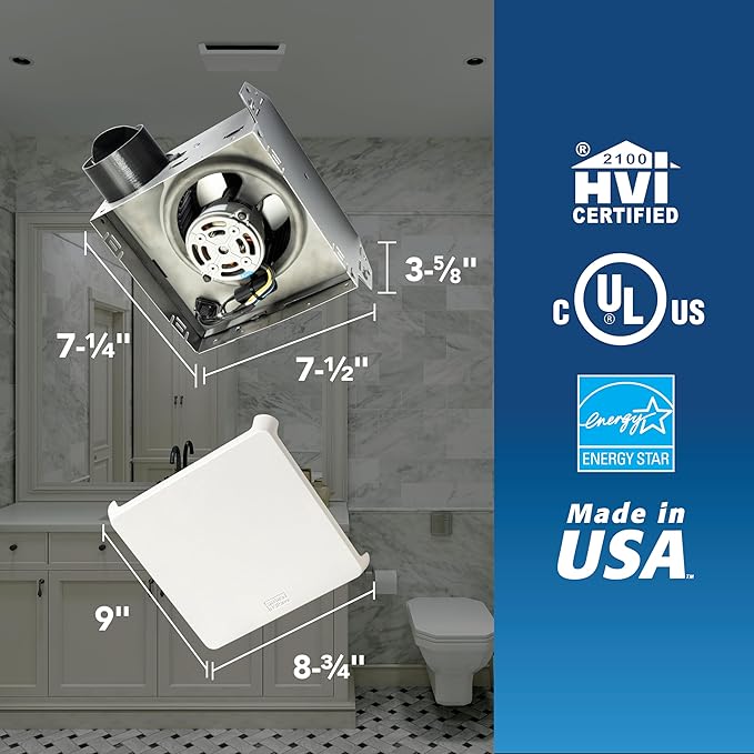 Broan-Nutone® 688E Bathroom Exhaust Fan, 50 CFM Energy Star Exhaust Fan, 2.0 Sones