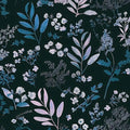 Laatse Vintage Blue Wallpaper Peel and Stick Dark Pink Floral Wallpaper 17.5'' x 118'' Dark Blue Leaf Contact Paper Vinyl Waterproof Self Adhesive Boho Botanical Wall Paper for Bedroom Cabinet Décor