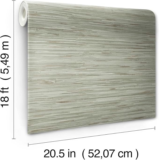 NuWallpaper Green Grassweave Peel and Stick Wallpaper, Textured Removable Wallpaper, 20.5 in x 18 ft