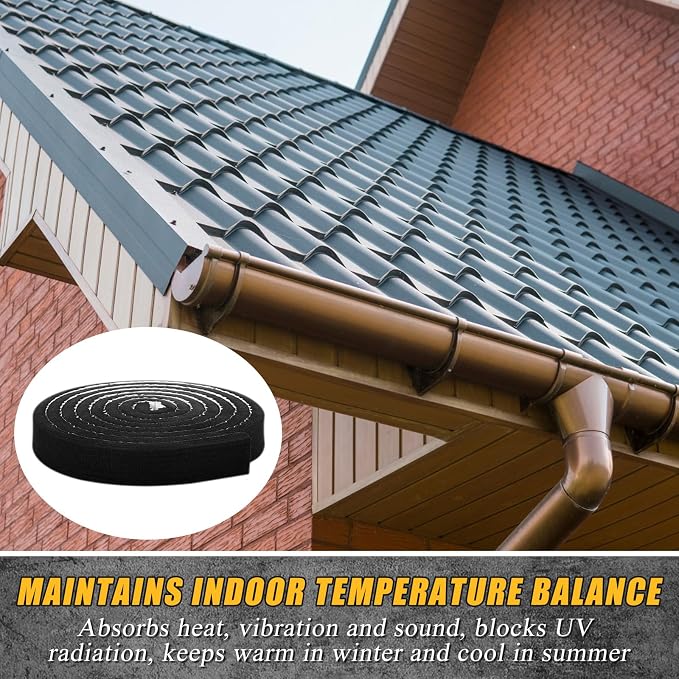 2 Pcs Metal Roofing Universal Vented Ridge Closure Strips 2 W x 30' L (60'l Total) Roof Panel Closure Self Adhesive Felt Tape Waterproof Windproof Seal for Metal Panels Insulation Weather Barrier