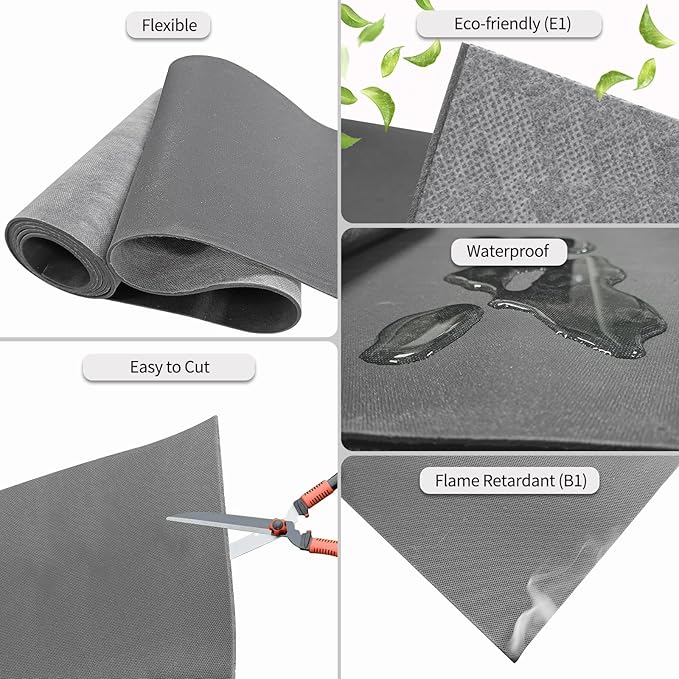 TroyStudio Mass Loaded Vinyl Sound Proof Barrier, 1 lb/sqft, 1 x 8 Feet MLV Insulation Sheet, Anti Vibration Deadening Soundproofing Material