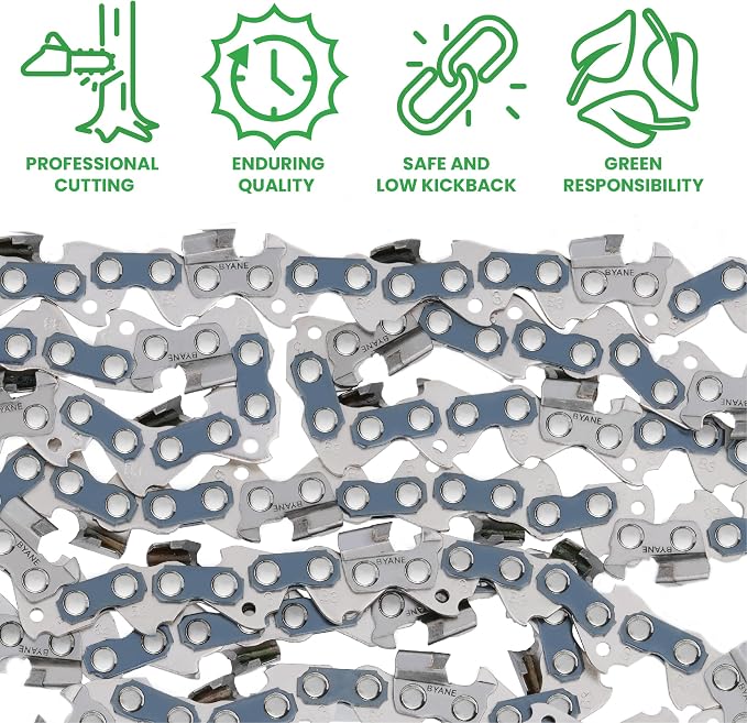 BYANE 18-Inch Carbide Chainsaw Chain 3/8"LP Pitch .050" Gauge 61 DL | Fits Stihl MS170, MS180, MS211, MS250, and 025 Models