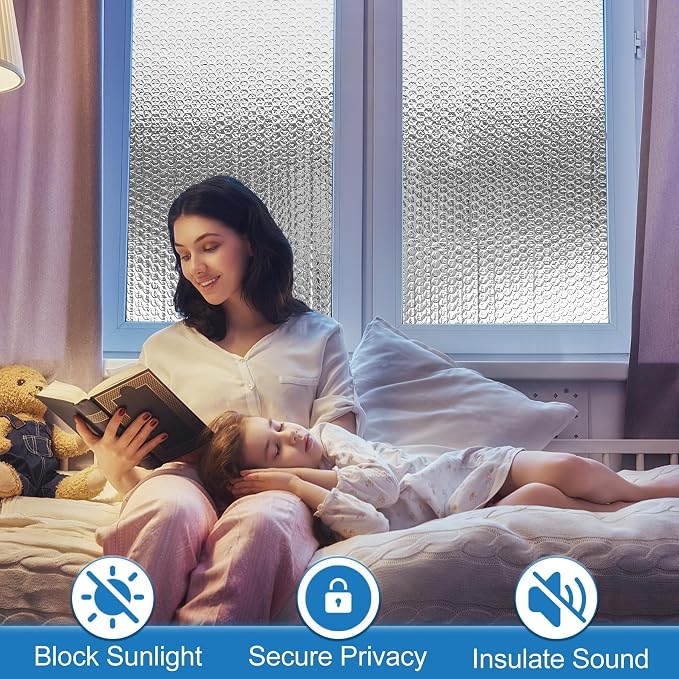 ToLanbbt Reflective Insulation Roll, 36IN x 10FT Double Bubble Wrap Insulation Sheet, Reflective Aluminum Foil 2MM Thermal Shield Radiant Barrier with 60 Pcs Adhesive Tapes for Window RV Attic Wall