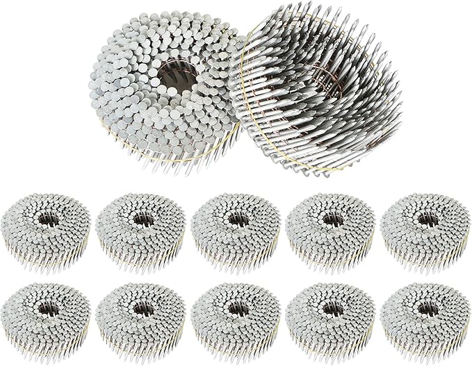 3600 Count Siding Nails 15 Degree 1-3/4 Inch x .092 Inch Collated Wire Coil Full Round Head Ring Shank Hot-Dipped Galvanized