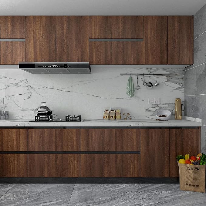 Large Walnut Wood Contact Paper Peel and Stick Wood Grain Wallpaper Removable Self-Adhesive Wooden Look Vinyl Decor Wallpaper Thick Bubble-Free Design for Furniture DIY Wall Covers 31x354 inch