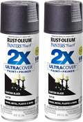 Rust-Oleum 346951-2PK Painter's Touch 2X Ultra Cover Spray Paint, 12 oz, Satin Canyon Black, 2 Pack