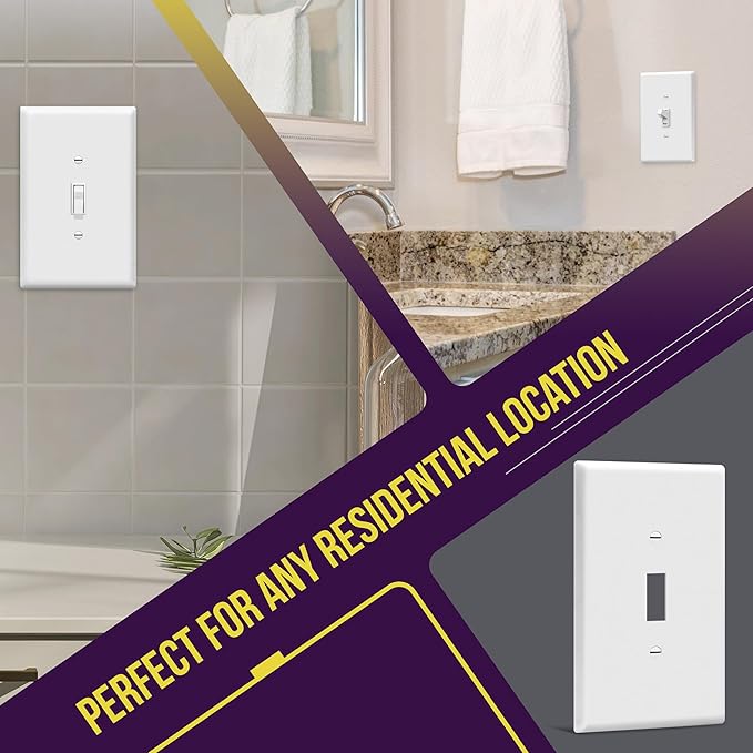 ENERLITES Toggle Light Switch Wall Plate, Jumbo Switch Cover, Oversized 1-Gang 5.5" x 3.5", Unbreakable Polycarbonate Thermoplastic, 8811O-W, White
