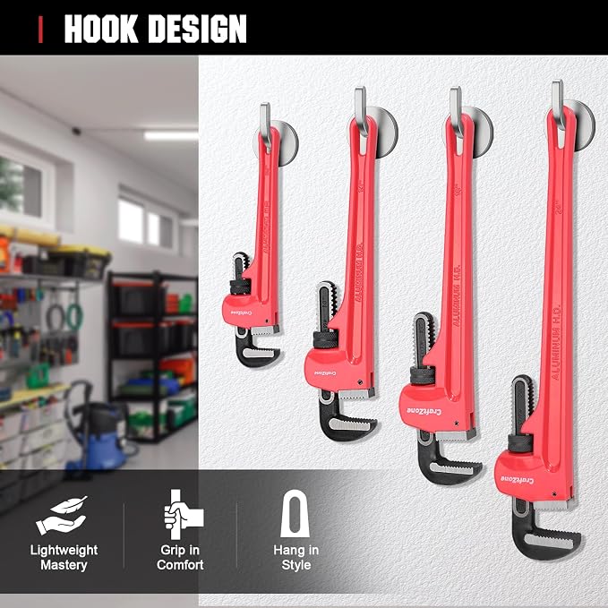 14-Inch Aluminum Pipe Wrench, 14-Inch, Heavy-Duty Adjustable Straight Plumbing Wrench, Drop-Forged Jaw, Lightweight Design, Versatile for Plumbing & Home Repair