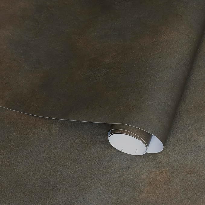 Extra Wide Concrete Wallpaper Peel and Stick Dark Grey Industrial Wallpaper 31.5"x354" Brown Tan Rusty Matte Black Cement Contact Paper with Air Guide Slot Design Wall Paper for Bathroom Bedroom Walls