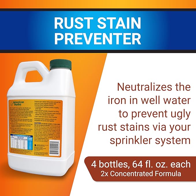 Rid-O-Rust Outdoor Rust Preventer, Concentrated Formula, Prevents Stains Caused by Irrigation, 64 Fluid Ounce Bottles (4 Pack)
