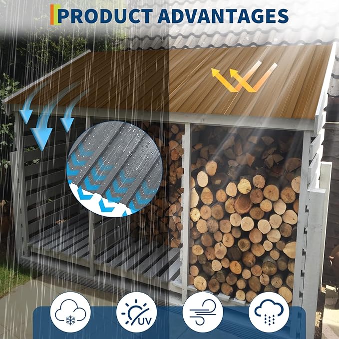 20 Pcs Metal Roofing Panels – Heavy Duty Galvanized Steel Corrugated Roof Panels, Waterproof & Rustproof for Carport, Tool Shed, Patio, Pergola, Easy DIY Installation, 73.2 in x 16.77 in