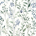 ILHIIOR Blue Leaf Wallpaper Boho Peel and Stick Wallpaper Green Leaf Vintage Contact Paper White Floral Wall Paper Removable Wallpapers Self Adhesive for Cabinet Drawers Wall Decor 17.5''x393''