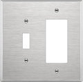ENERLITES Combination Toggle Light Switch or Decorator Switch Metal Wall Plate, Corrosive Resistant, Mid-Size 2-Gang 4.88" x 4.92", 771131M, 430 Stainless Steel, UL Listed, Silver