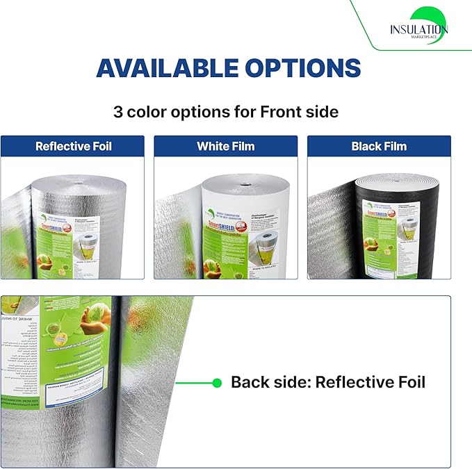 SmartSHIELD -5mm 24''X50ft R17 Reflective Insulation Roll, Foam Core Radiant Barrier, Thermal Insulation - FOIL/FOIL