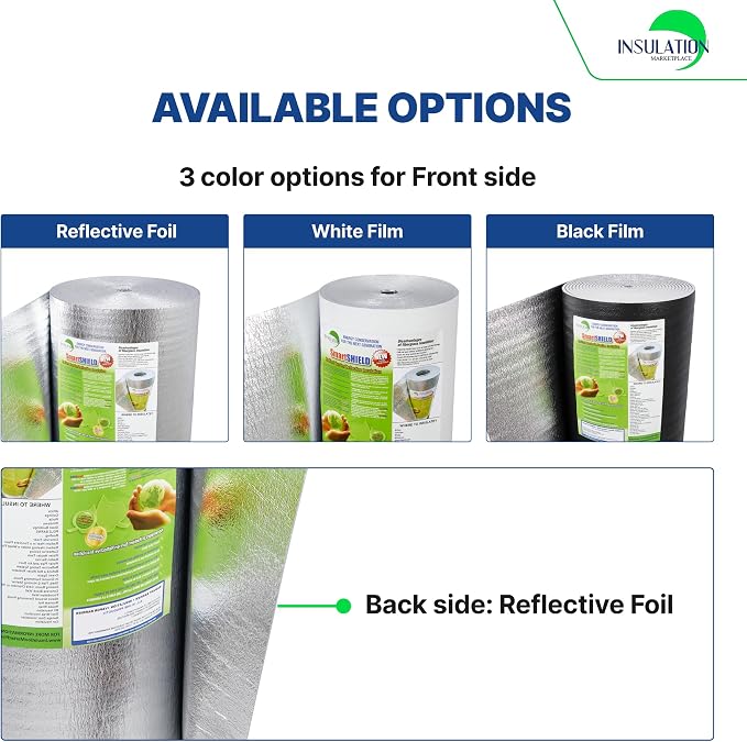 SmartSHIELD -5mm 48''X100ft R17 Reflective Insulation Roll, Foam Core Radiant Barrier, Thermal Foil Insulation - FOIL / FOIL