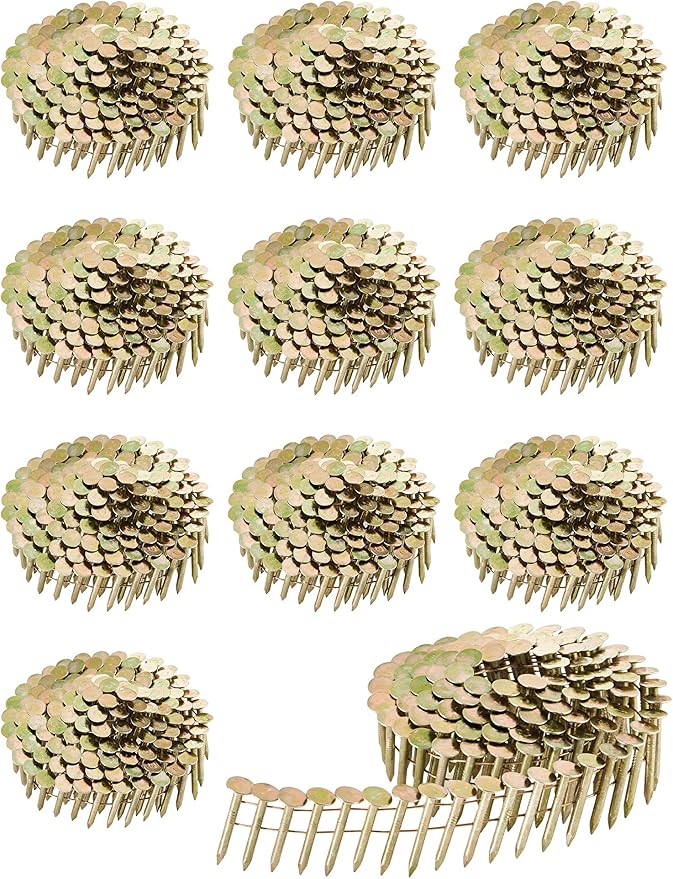 3600 Count Coil Roofing Nails 1in 1-1/4in 15 Degree Coil Roofing Nails Galvanized Stainless Steel Siding Nails with Smooth Ring Shank for Roof Lathing Sheathing Material(1-1/4 -inch x .120 Inch)