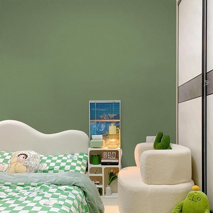 Green Peel and Stick Wallpaper Green Contact Paper for Cabinets and Drawers | Self Adhesive Removable Vinyl Film Stick Paper, Easy to Apply Bedroom Decorative Table and Wall Reform 15.7" x 236.2"