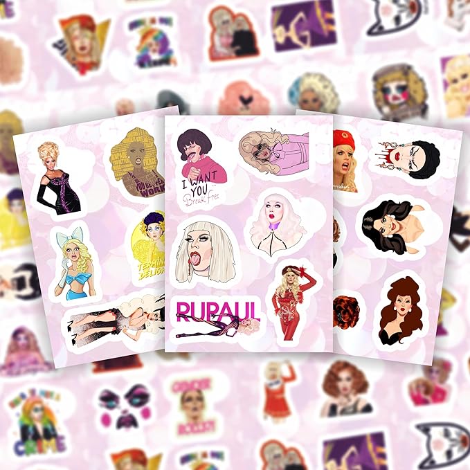 BulbaCraft Drag Queen Stickers for Water Bottle and Laptop - Pride Party Supplies, Decorations & Gifts, Waterproof Vinyl Decals, Gifts for Women & Men