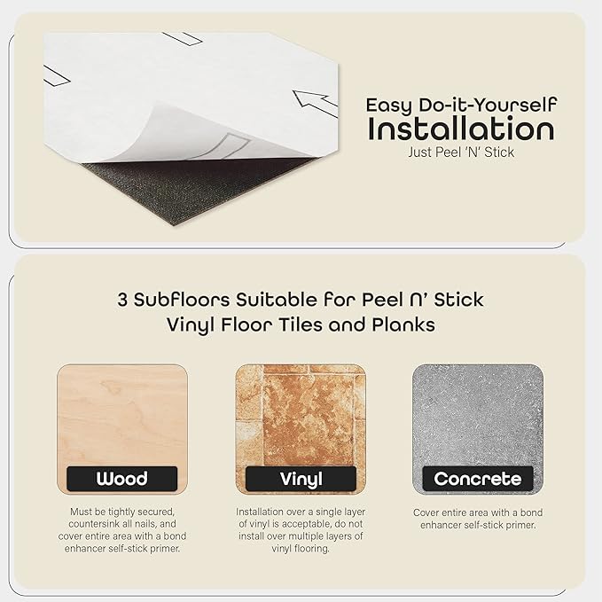 Tivoli Self Adhesive Vinyl Floor Tiles, 45 Tiles - 12" x 12", Four Finger Square Parquet - Peel & Stick, DIY Flooring for Kitchen, Dining Room, Bedrooms, Basements & Bathrooms by Achim Home Decor