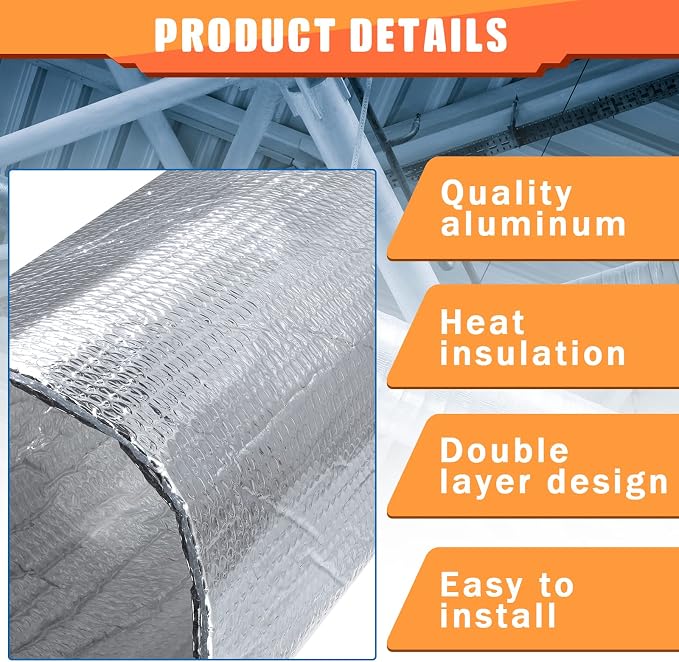 Gerrii 8 Pcs Garage Door Insulation Kit Double Bubble Insulation Panels Reflective Film Aluminum Radiant Barrier Thermal Shield with Adhesive Tape for Garage Greenhouse Attics Walls (20.5 x 54 Inch)